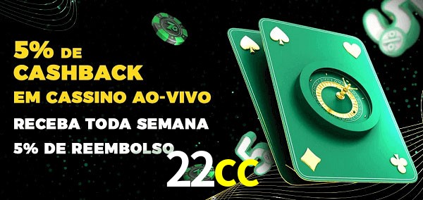 Promoções do cassino ao Vivo 22cc